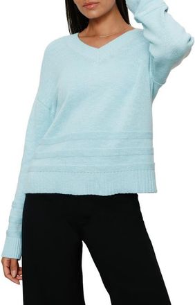 Sanctuary V-Neck Cotton Sweater in Aquamarine Blue at Nordstrom, Size X-Large