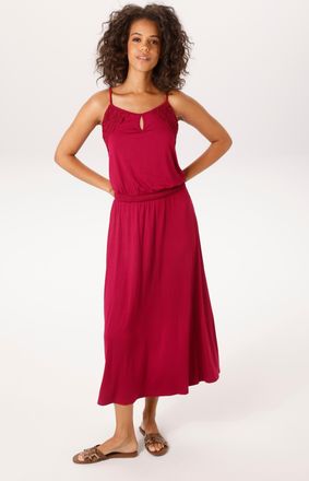 Aniston Sommerkleid ANISTON CASUAL, Damen, Gr. 36, N-Gr, bordeauxrot, Single Jersey, Obermaterial: 95% Viskose, 5% Elasthan, unifarben, figurumspielend kn&ouml;che