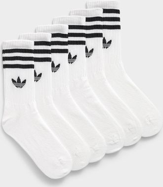 adidas Womens Trefoil logo & contrasting triple-stripe socks Set of 6