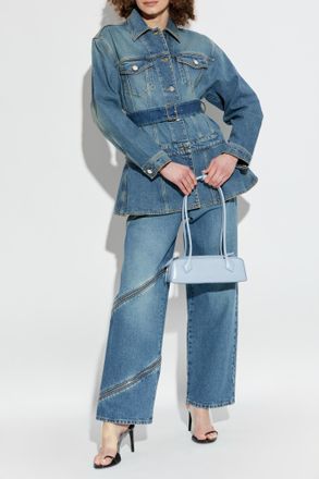 Alaia Denim Jacket With Belt, Womens, Blue