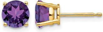 Diamond2Deal 14k Yellow Gold 6mm Amethyst Earrings