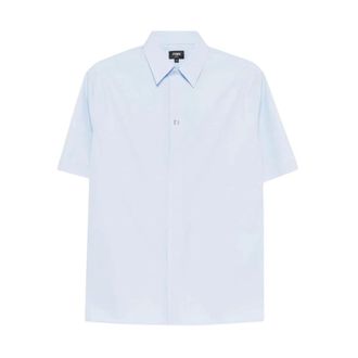 Fendi Short Sleeve Shirts, male, Blue, Size: M Shirt Boxy Popeline Sagittarius