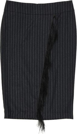 Brunello Cucinelli Gestreepte wollen rok met voorventilatie - Dames - Kokerrokken - Grijs - S - Wol - Rokken