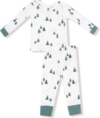 Angel Dear Kids Tiny Forest Lounge Top & Pants Set in Ivory at Nordstrom, Size 12-18M