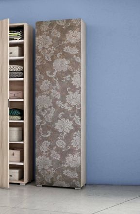Dmora Armario Multiusos Fiordaliso, Mueble Lineal Con 1 Puerta Y 7 Baldas, Columna De Entrada O Ba&ntilde;o, Zapatero Moderno, 100% Made In Italy, Cm 50x30h182, Ol