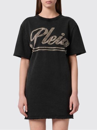 Philipp Plein Cotton Crew-Neck T-Shirt with Rhinestone Logo