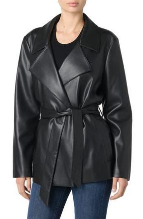 Joe's Faux Leather Crop Trench Coat in Black at Nordstrom Rack, Size X-Small