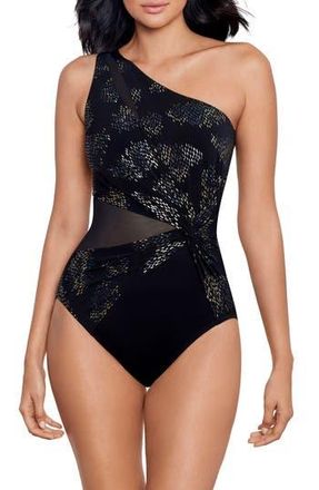 Miraclesuit Iridium Minx One-Shoulder One-Piece Swimsuit in Blm at Nordstrom Rack, Size 14