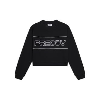 Freddy Felpa Comfort fit Cropped con Maxi Logo Ricamato