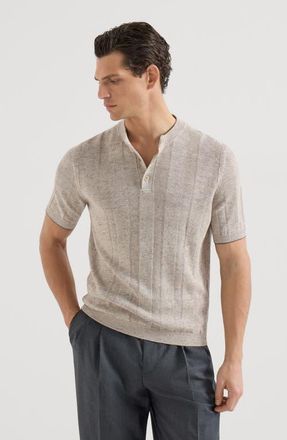 Brunello Cucinelli Henley collar T-shirt in Sand at Nordstrom, Size 56 It