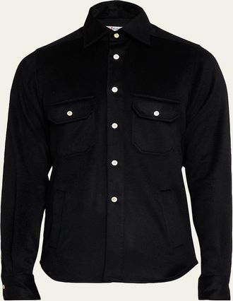 Kiton Mens Cashmere and Wool Flap-Pocket Overshirt