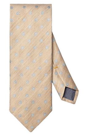 Eton Beige Floral Linen & Silk Tie in Light Beige at Nordstrom