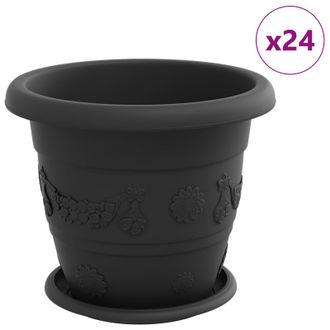 vidaXL Macetas 24 Pcs Negro &Oslash; 26 X 21.5 Cm Pl&aacute;stico Vidaxl