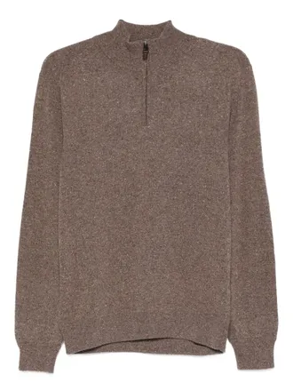 Canali half-zip wool sweater - men - Wool/Polyamide/Viscose/Silk - 52 - Brown