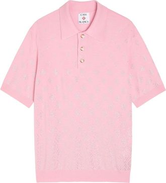 Casablanca Casablanca Crystal-embellished Merino Wool Polo Shirt - Pink - XL