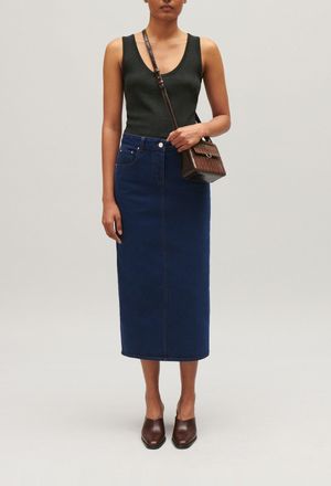 Claudie Pierlot Jupe midi jean bleu