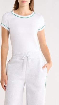 90 Degree by Reflex Super Soft Synergy Crewneck T-Shirt in White/Green at Nordstrom Rack, Size X-Large