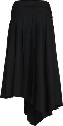 Off-white Womens Pleated Asymmetrical Wrap Skirt Black Polyester