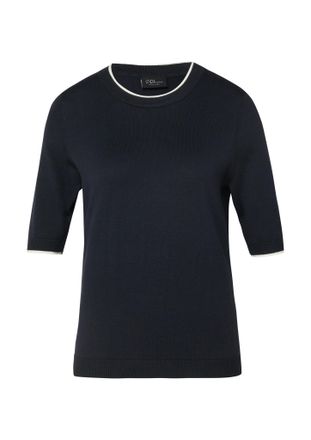 s.Oliver Black Label Rundhalspullover S.OLIVER BLACK LABEL, Damen, Gr. 34, navy, Strick, Obermaterial: 50% Baumwolle, 50% Modal, unifarben, regular fit normal, Rundhals, R