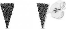 Allurez 0.12ct 14k White Gold Black Diamond Pave Triangle Earrings