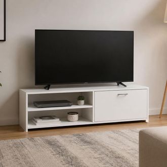 Dmora Mueble Para Tv Lilali, Un Caj&oacute;n, 2 Estantes, 2 Compartimentos, 120x39x31h Cm Blanco