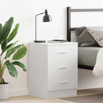 vidaXL Mesita De Noche Madera Contrachapada Blanco 38x35x56 Cm Vidaxl