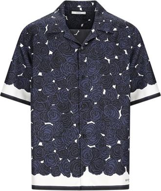 Givenchy Short Sleeve Shirts, male, Blue, Size: 2XL Bowling Shirt