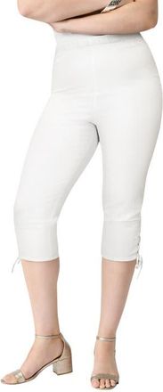 Roaman's Plus Size Comfort Stretch Lace Up Capri Jean in White Denim at Nordstrom, Size 24