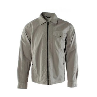 Woolrich Gabardine Overshirt - Heren - Zomerjassen - Grijs - S - Katoen - Jassen