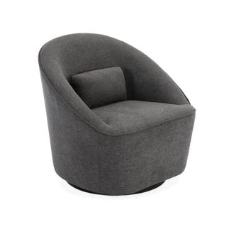 Sweeek Sill&oacute;n giratorio de tela 360&ordm; con coj&iacute;n, gris oscuro