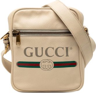 Gucci Pre-owned Gucci Grained Calfskin Logo Crossbody Unisex 9DCQPVNIUIBEU93X