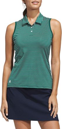 adidas Striped Performance Sleeveless Polo in Green at Nordstrom Rack, Size X-Small