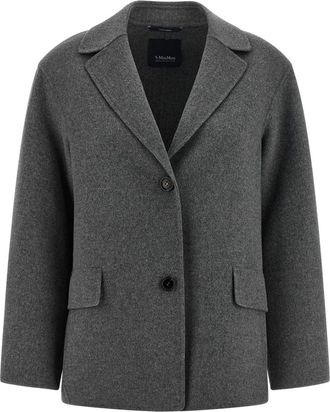 Max Mara Jassen, Dames, Grijs, L, Wol, Smm Elfi Single-Breasted Blazer