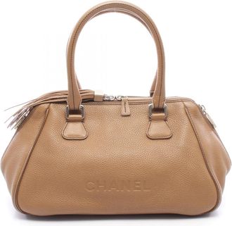 Chanel Beige Leather Handbag Tote Bag (Pre-Owned)