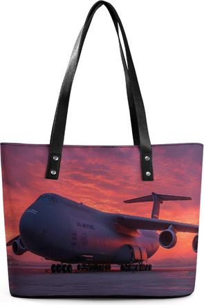 Generic C-5 Galaxy Transport Plane Us Air Force Airplane Tote Bags for Women Cute Shoulder Purses Handbags