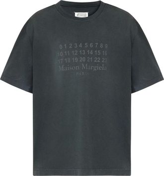 Maison Margiela T-Shirts, male, Gray, M, Grey Numbers Motif Logo T-shirt