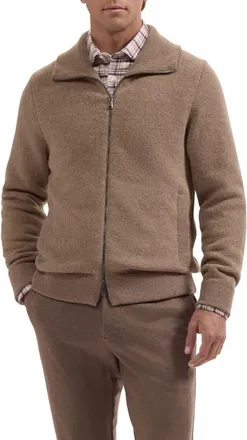 Bugatchi Wool Blend Full Zip Sweater Jacket in Tobacco at Nordstrom, Size Xx-Large