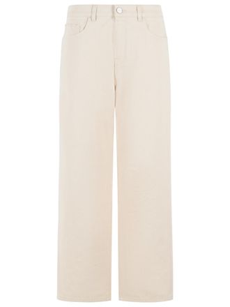 R&oacute;he Jeans larghi R&oacute;he Bruun in cotone color crema