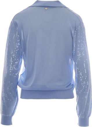Liu Jo Womens Sequin Knit Top Blue Bell Viscose Polyamide Tops