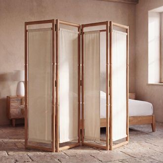 Maisons du monde Biombo de madera de aliso y yute crudo