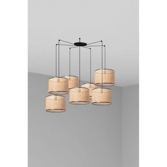 Faro Barcelona Faro Mambo Suspensi&oacute;n Suspensi&oacute;n Suspensi&oacute;n Negro, Rattan &Oslash;450 7 Luces