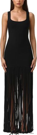 Naked Wardrobe Knit Fringe Maxi Dress in Black at Nordstrom, Size X-Small