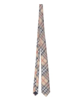 Burberry Beige Checks Silk Tie