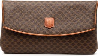 Celine Pre-owned Womens Macadam Coated Canvas Clutch - Brown Textile - One Size