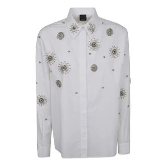 Pinko Shirts, female, White, Size: M Carley Camicia Popeline