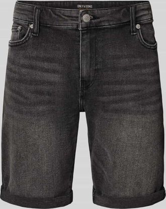 Only & Sons Regular Fit Jeansshorts aus Baumwoll-Mix Modell PLY in Black, Gr&ouml;&szlig;e XXL