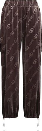Liu Jo Velours Cargo Broek met Logopatroon - Dames - Sweatpants - Bruin - M - Broeken