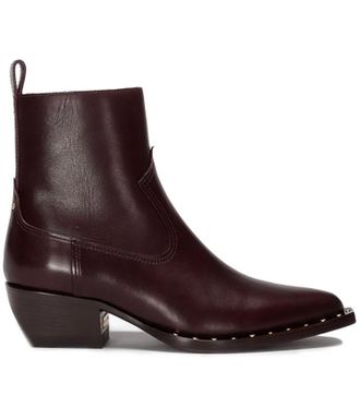 Golden Goose Womens Leather Studs Foxing Booties In Bordeaux