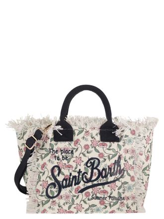 MC2 Saint Barth Bolso tote de lona floral con detalles deshilachados de Mc2 Saint Barth
