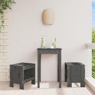 vidaXL Vidaxl - Taburetes De Jard&iacute;n 2 Uds Madera Maciza Pino Gris 40x36x45 Cm